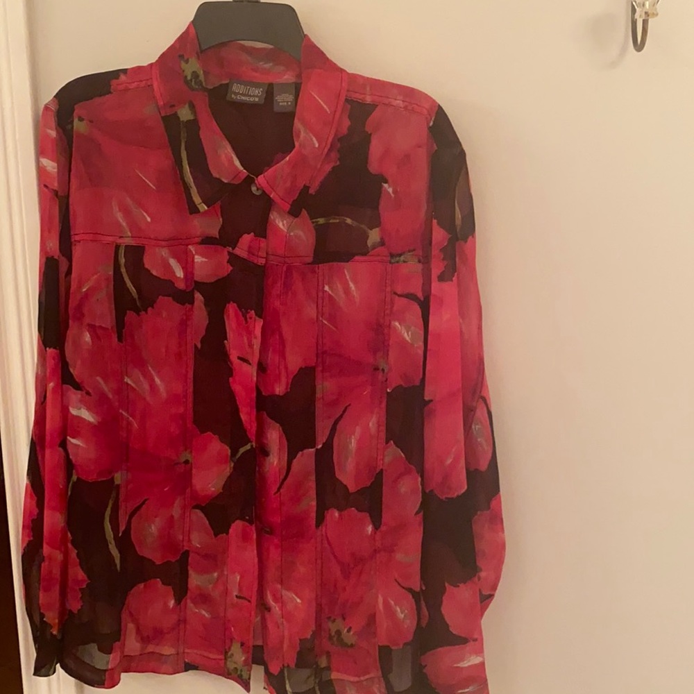 Chico’s Additions long sleeve sheer blouse